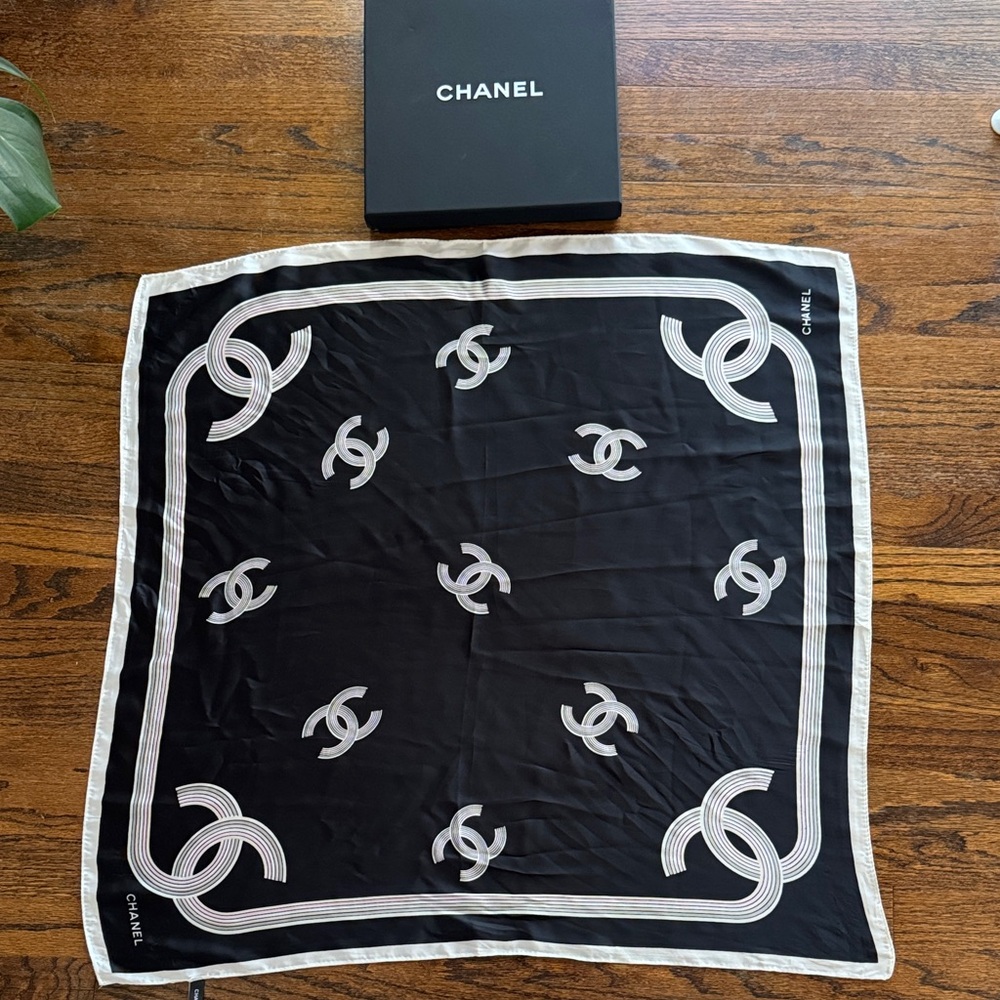 Chanel Monochrome Silk Scarf